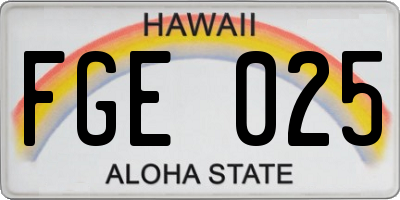HI license plate FGE025