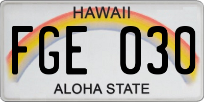HI license plate FGE030
