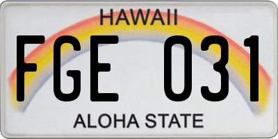 HI license plate FGE031