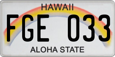 HI license plate FGE033