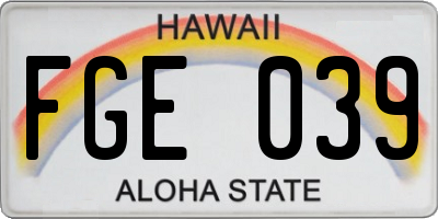 HI license plate FGE039