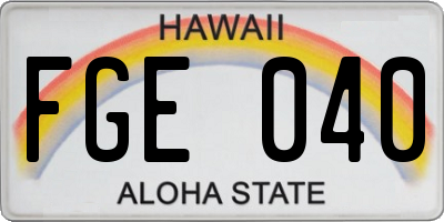 HI license plate FGE040