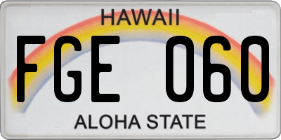 HI license plate FGE060