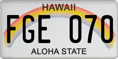 HI license plate FGE070