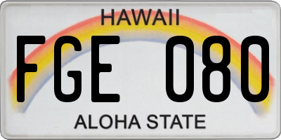 HI license plate FGE080