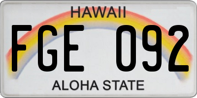 HI license plate FGE092