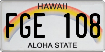 HI license plate FGE108