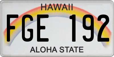 HI license plate FGE192