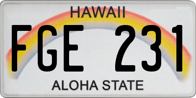 HI license plate FGE231