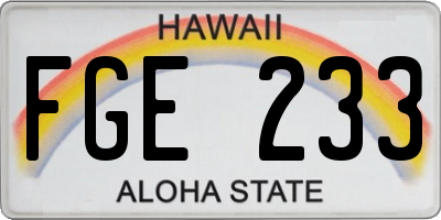 HI license plate FGE233