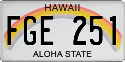 HI license plate FGE251