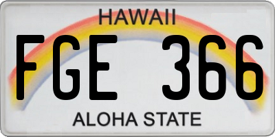 HI license plate FGE366