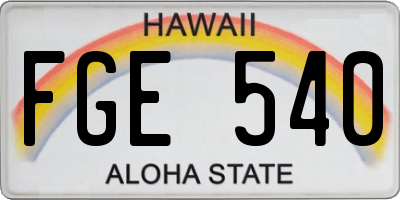 HI license plate FGE540