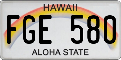 HI license plate FGE580
