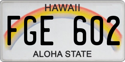 HI license plate FGE602