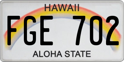 HI license plate FGE702