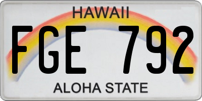 HI license plate FGE792