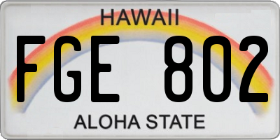 HI license plate FGE802