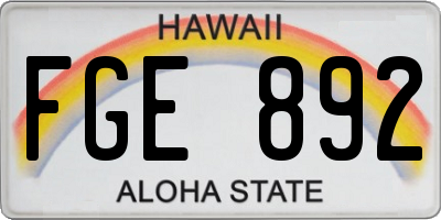 HI license plate FGE892