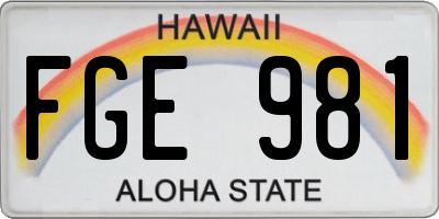 HI license plate FGE981