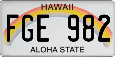 HI license plate FGE982