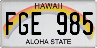HI license plate FGE985