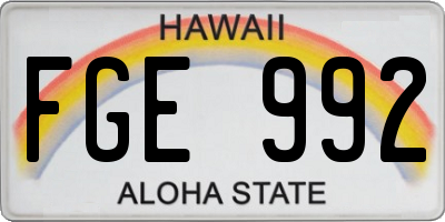 HI license plate FGE992