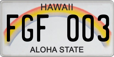 HI license plate FGF003
