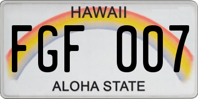 HI license plate FGF007