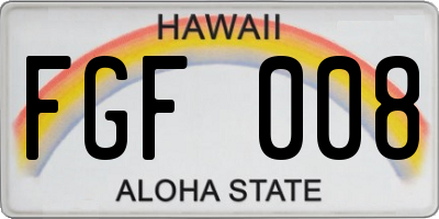 HI license plate FGF008
