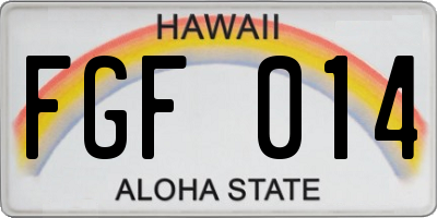 HI license plate FGF014