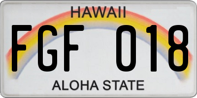 HI license plate FGF018