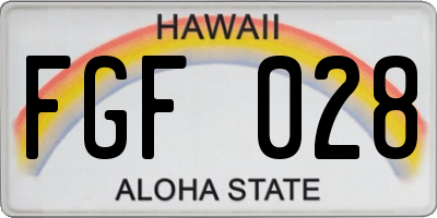 HI license plate FGF028
