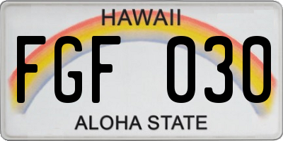 HI license plate FGF030