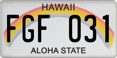 HI license plate FGF031