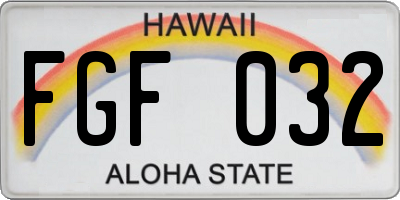 HI license plate FGF032