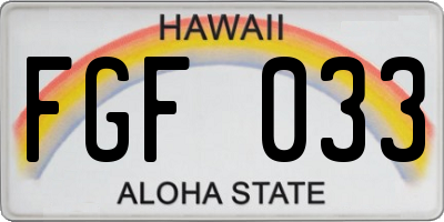 HI license plate FGF033