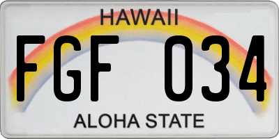 HI license plate FGF034