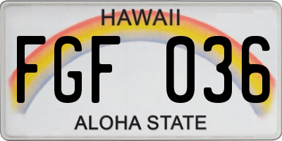 HI license plate FGF036