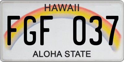 HI license plate FGF037