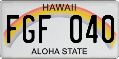 HI license plate FGF040