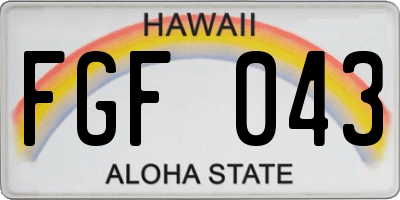 HI license plate FGF043
