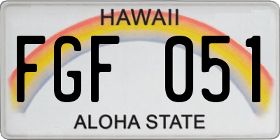 HI license plate FGF051
