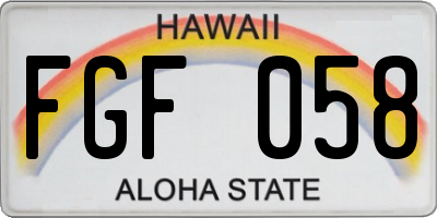 HI license plate FGF058