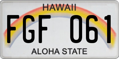 HI license plate FGF061