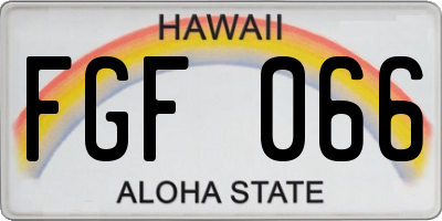 HI license plate FGF066