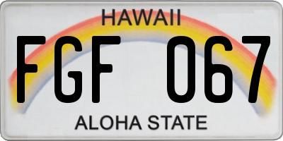 HI license plate FGF067