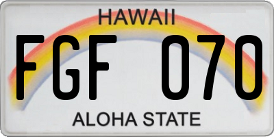 HI license plate FGF070