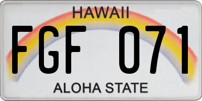 HI license plate FGF071
