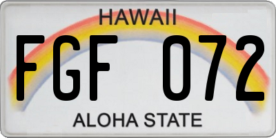 HI license plate FGF072